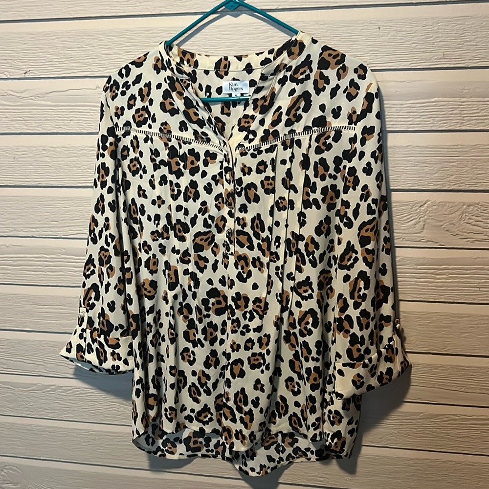 Never worn Kim Rogers Leopardrd print shirts size XL.